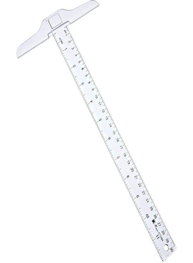 Pangda 1 Pcs 12 Inch/ 30 cm T-Square Ruler Plastic Transparent T-Ruler for Drafting and General Layout Work - Image 1