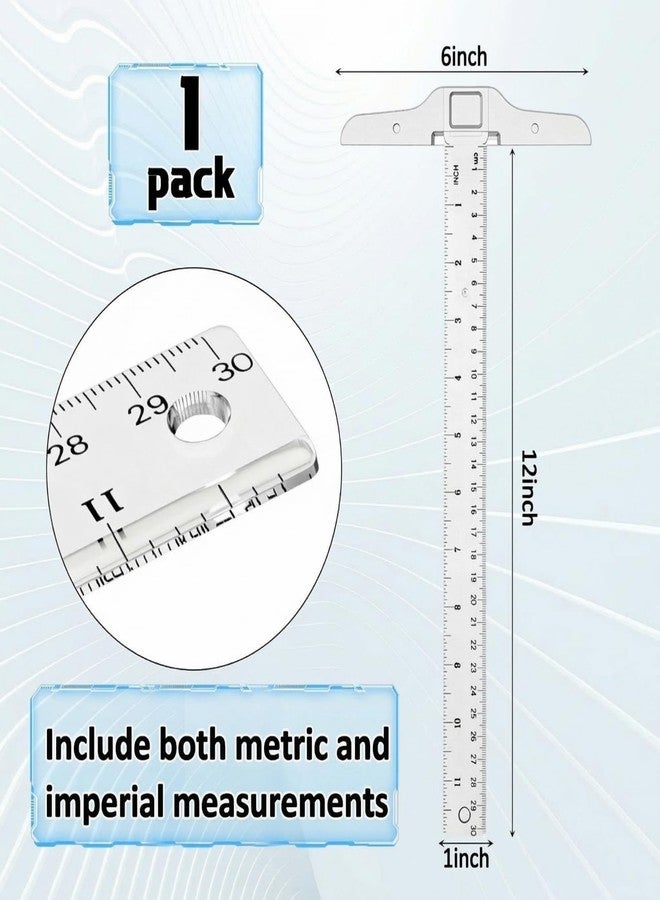 Pangda 1 Pcs 12 Inch/ 30 cm T-Square Ruler Plastic Transparent T-Ruler for Drafting and General Layout Work - Image 2