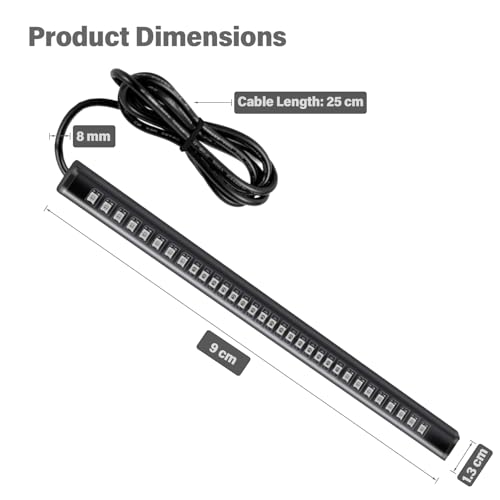 Pivalo 8” DRL Flexible Licence Plate Strip Light with 12V DC Power 48 SMD LEDs Running Tube Break and Signal Indicator Strips Universal For Bike Scooty Car (Red & Yellow, Set of 1) - Image 2