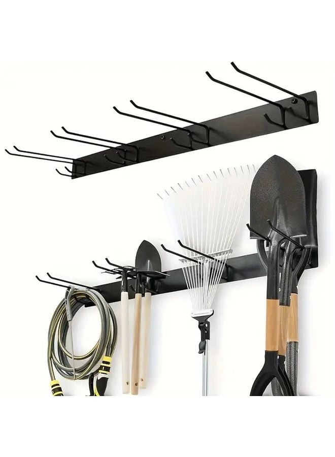 Black 2 Hole Wall Mounted Metal Tool Organizer Storage Rack - Image 2