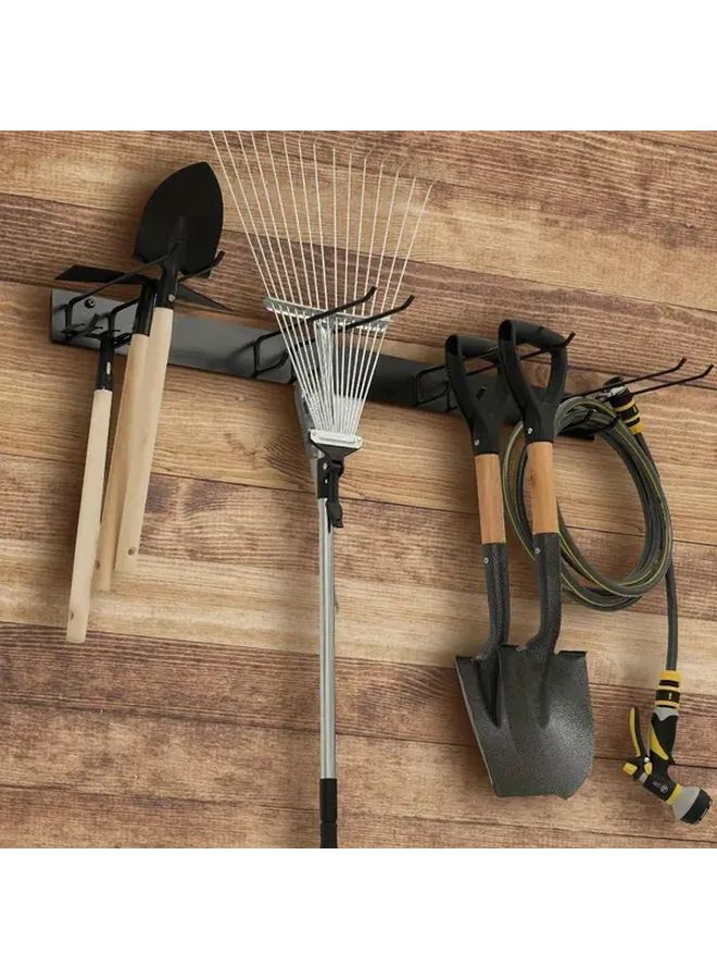 Black 2 Hole Wall Mounted Metal Tool Organizer Storage Rack - Image 3