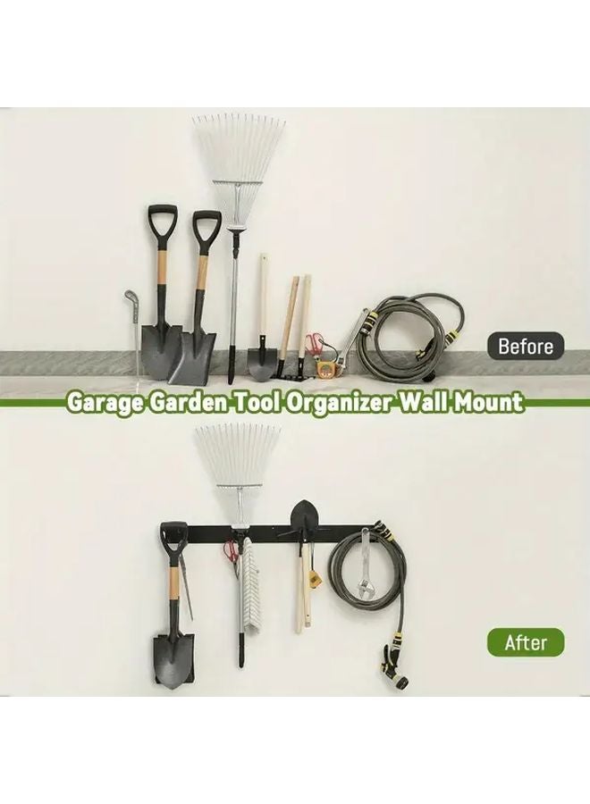 Black 2 Hole Wall Mounted Metal Tool Organizer Storage Rack - Image 4