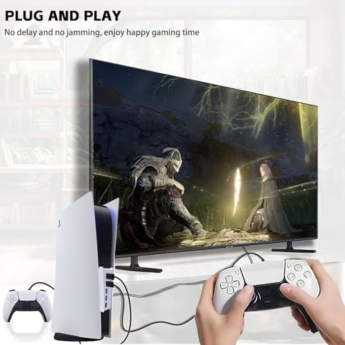 Megadream 6 Port USB Hub for PS5 Accessories, High-Speed Expansion Hub Charger Splitter Adapter with 4 USB + 1 USB Charging Port + 1 Type C Port, Compatible with PlayStation 5 Console Front Jacks, White - Image 5