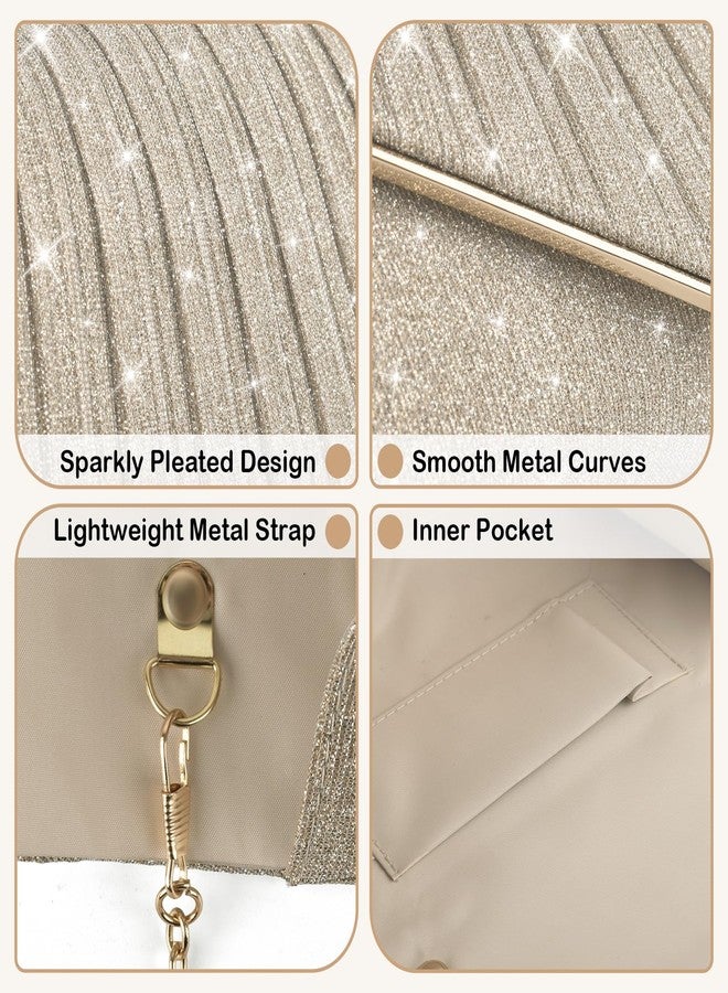PACETAP Shiny Clutch Purses for Women, Sequin Envelope Evening Bag Handbags with Chain, Fashion Sparkly Purse for Formal Dressy Wedding Cocktail Prom Party(Champagne) - Image 4