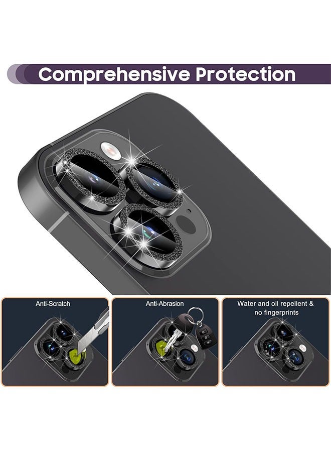 iPhone 15 Pro / 15 Pro Max Camera Lens Protector, 9H Tempered Glass Camera Cover Screen Protector Metal Individual Ring Protector for iPhone 15 Pro and iPhone 15 Pro Max (Black) - Image 2