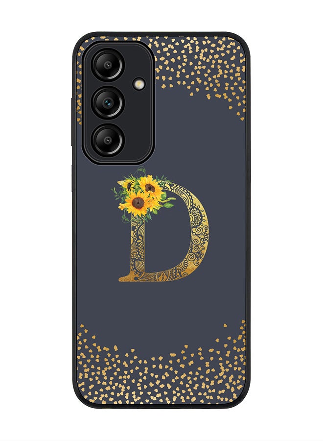 Stylizedd Rugged Black Edge Case for Samsung Galaxy A55, Slim fit Case Cover- Custom Monogram Initial Letter Mandala Floral Pattern Alphabet - D(Grey) - Image 1