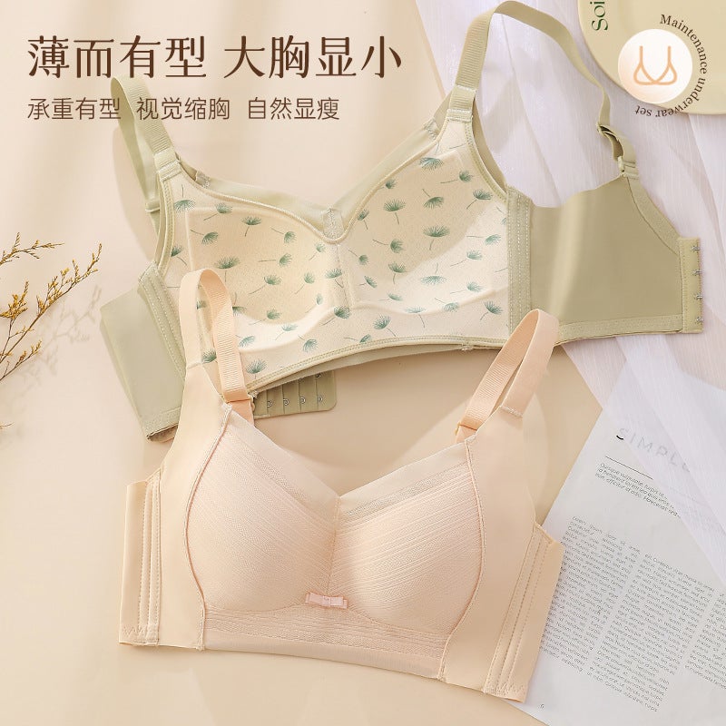 Plus Size Lingerie For Women With Large Busts, Minimizing And Anti-Sagging, Side Support, Wireless, Ultra-Thin Lace Bra For Summer, Breathable And Comfortable - Image 3