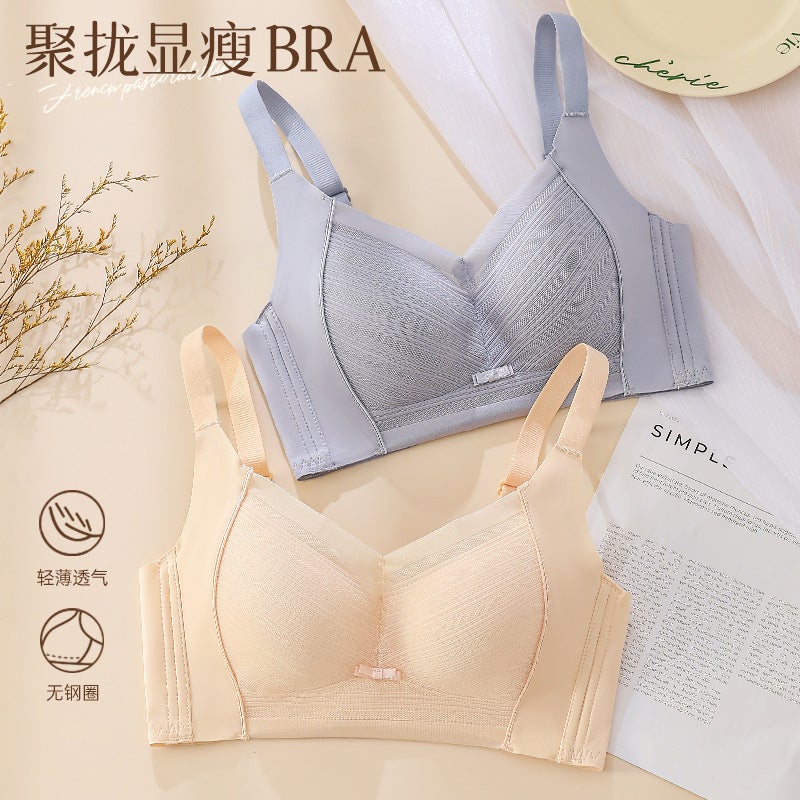 Plus Size Lingerie For Women With Large Busts, Minimizing And Anti-Sagging, Side Support, Wireless, Ultra-Thin Lace Bra For Summer, Breathable And Comfortable - Image 2