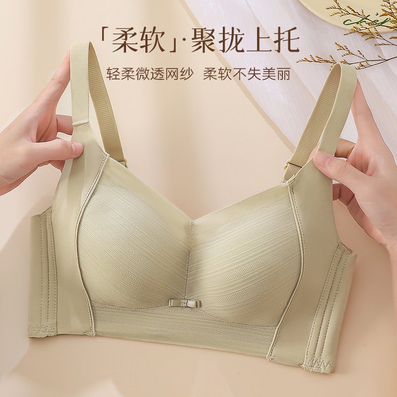Plus Size Lingerie For Women With Large Busts, Minimizing And Anti-Sagging, Side Support, Wireless, Ultra-Thin Lace Bra For Summer, Breathable And Comfortable - Image 4