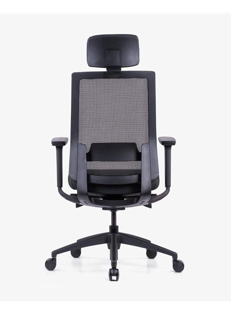 Kaliber Summit High Back Office Chair Black Mesh Back Upholstered Seat Adjustable Lumbar Support Ergonomic Design Nylon Base Nylon Casters - Image 5