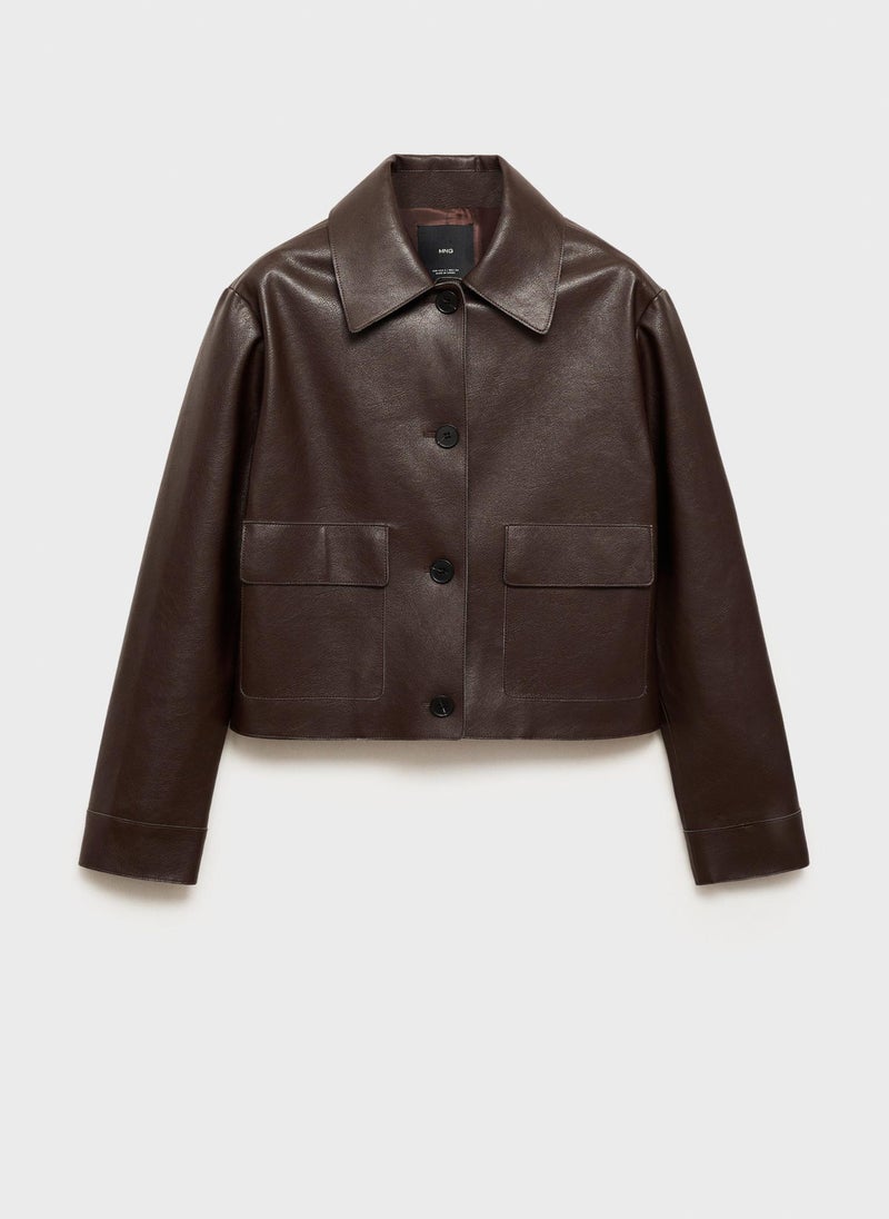 MANGO - Leather-Effect Pockets Jacket - Image 1