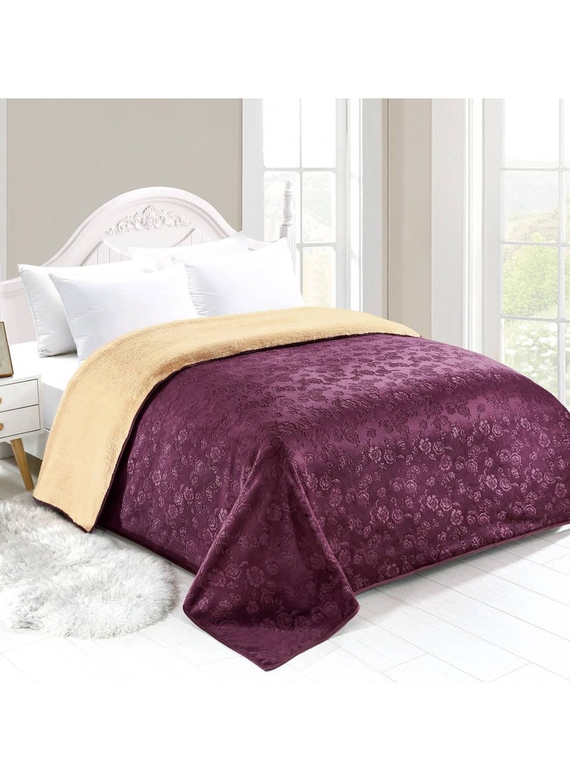 Light and soft plain fur engraved nephrine blanket, king size 220*240 cm