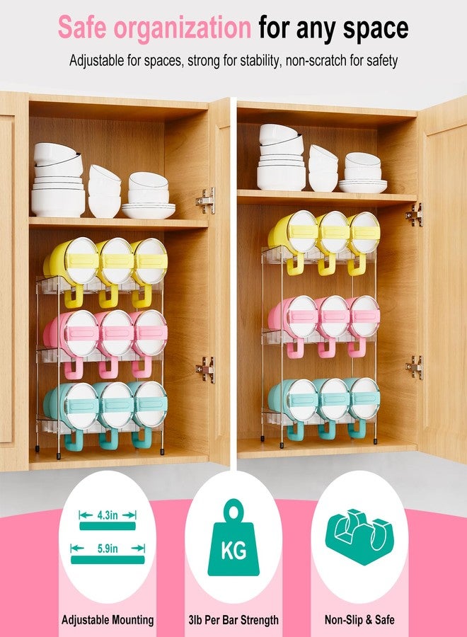 JYPS Reusable Stackable with Handle Compartment Water Bottle Tumbler Organizer for Stanley 40oz with Handle Cup, Stanley Accessories for Pantry, Cabinet & Kitchen Organization and Storage,3 Tier Hold 9 - Image 4