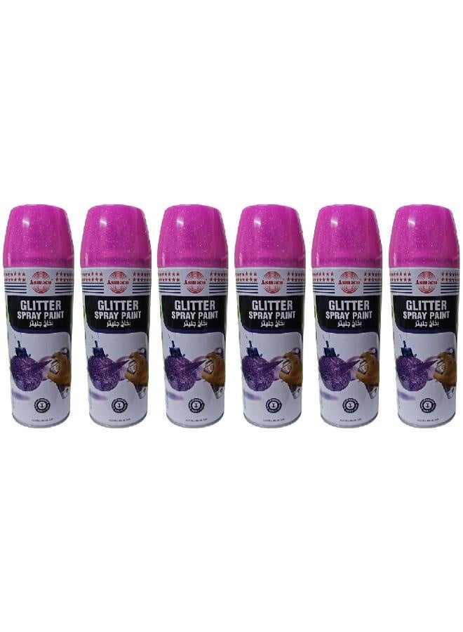 اسماكو بخاخ طلاء جليتر - أرجواني - 400 مل - مجموعة من 06 قطعة