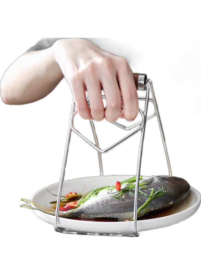 Onlycook 304 Stainless Steel Non-Slip Serving Tray, Kitchen Bowl Gripper, Steamed Dish Tongs, Anti-Scalding Tool - Image 3