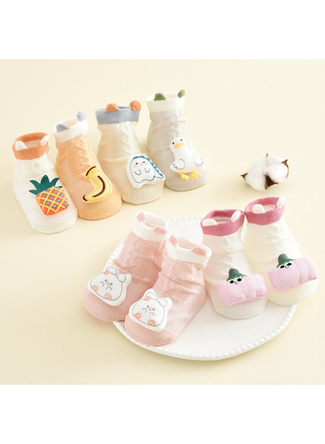 Bumblebee 2-pack Baby Socks Semi-mesh Non-slip Sole Mid-crew Walking Socks For Infants, Non-slip Floor Socks For Toddlers Learning To Walk - Image 3