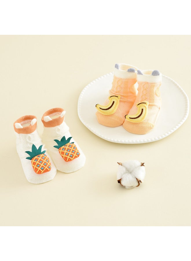 Bumblebee 2-pack Baby Socks Semi-mesh Non-slip Sole Mid-crew Walking Socks For Infants, Non-slip Floor Socks For Toddlers Learning To Walk - Image 2