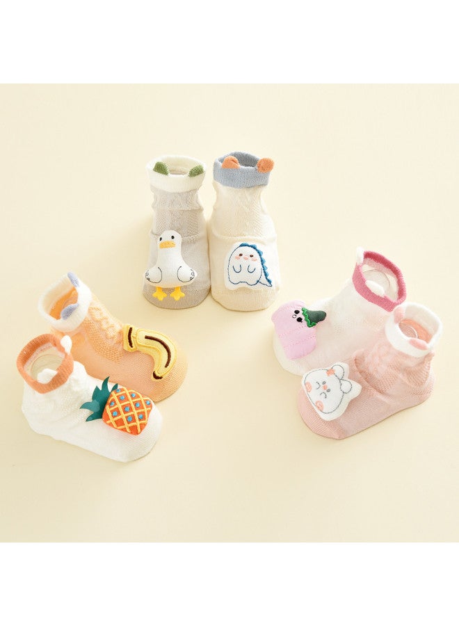 Bumblebee 2-pack Baby Socks Semi-mesh Non-slip Sole Mid-crew Walking Socks For Infants, Non-slip Floor Socks For Toddlers Learning To Walk - Image 4