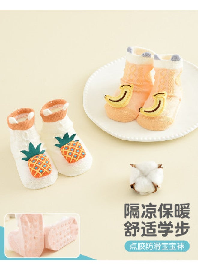 Bumblebee 2-pack Baby Socks Semi-mesh Non-slip Sole Mid-crew Walking Socks For Infants, Non-slip Floor Socks For Toddlers Learning To Walk - Image 1