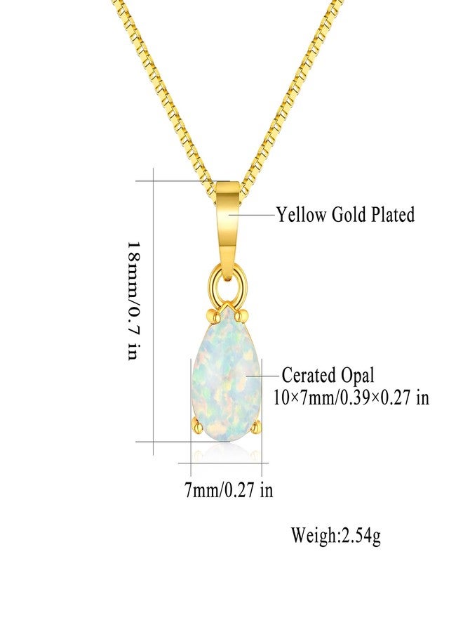 CiNily Opal Pendant Necklaces for Women 14K Gold Plated Dainty Teardrop Pendant 7x10 mm White Opal Birthstone Necklaces Simple Gold Chian Necklace - Image 3