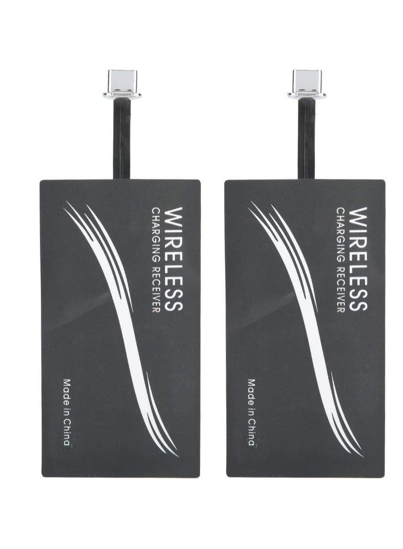 SYOSI 2Pcs Type C QI Wireless Charging Receiver Ultra Thin QI Wireless Receiver, Electromagnetic Induction 1000mA Fast Charging Qi Coil Receiver for All Type C Cell Phones - Image 1