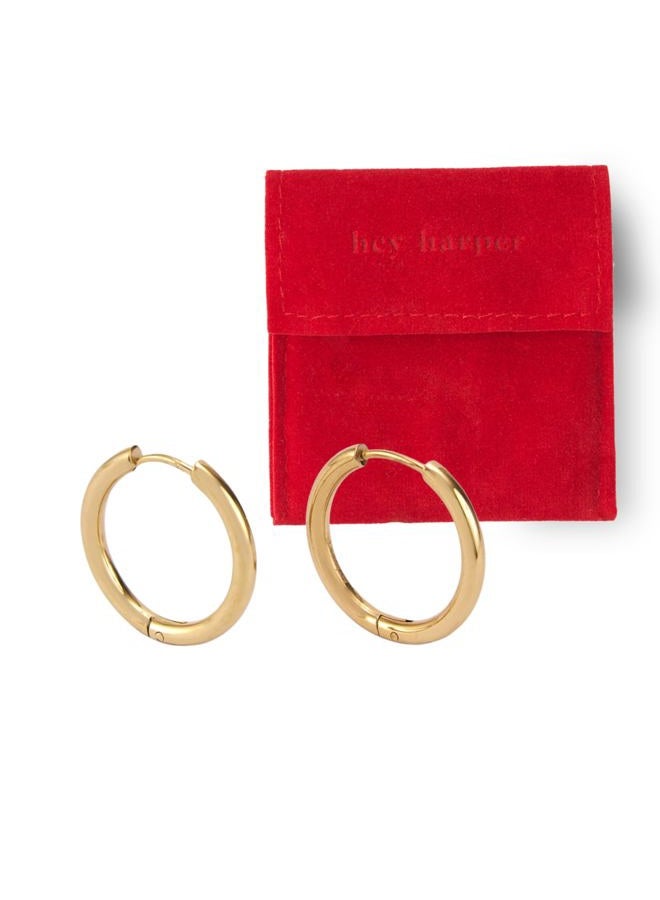 Hey Harper Gold Filled Hoop Earrings - Waterproof Elegant Small Hoop Earrings for Women - Ideal for Layering - Durable Stainless Steel Earrings - 14K Gold Earring Set, Mini, Stainless Steel, No - Image 1