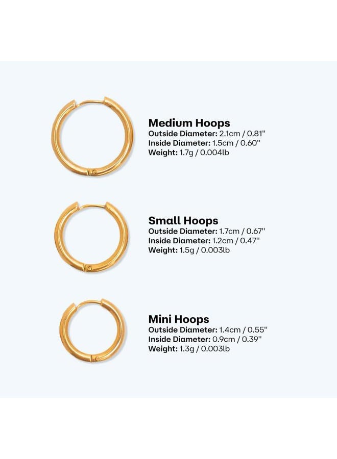 Hey Harper Gold Filled Hoop Earrings - Waterproof Elegant Small Hoop Earrings for Women - Ideal for Layering - Durable Stainless Steel Earrings - 14K Gold Earring Set, Mini, Stainless Steel, No - Image 4