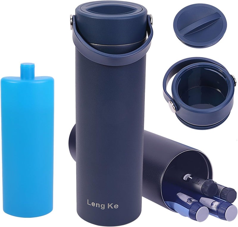 BOMKEE حافظة سفر بومكي لبرودة الأنسولين أقلام الأنسولين زجاجة باردة حافظة محمولة معتمدة من TSA للأدوية حافظة تبريد لمرضى السكري مع كتلة ثلج هلامية - Image 1