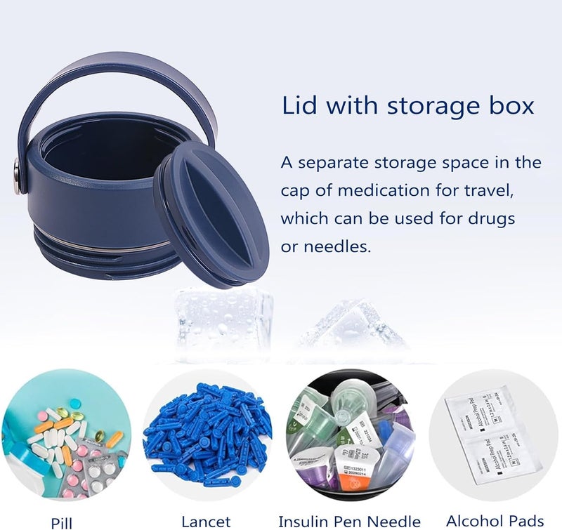 BOMKEE حافظة سفر بومكي لبرودة الأنسولين أقلام الأنسولين زجاجة باردة حافظة محمولة معتمدة من TSA للأدوية حافظة تبريد لمرضى السكري مع كتلة ثلج هلامية - Image 4