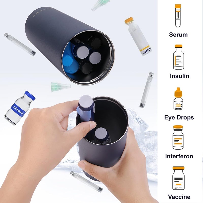 BOMKEE حافظة سفر بومكي لبرودة الأنسولين أقلام الأنسولين زجاجة باردة حافظة محمولة معتمدة من TSA للأدوية حافظة تبريد لمرضى السكري مع كتلة ثلج هلامية - Image 5