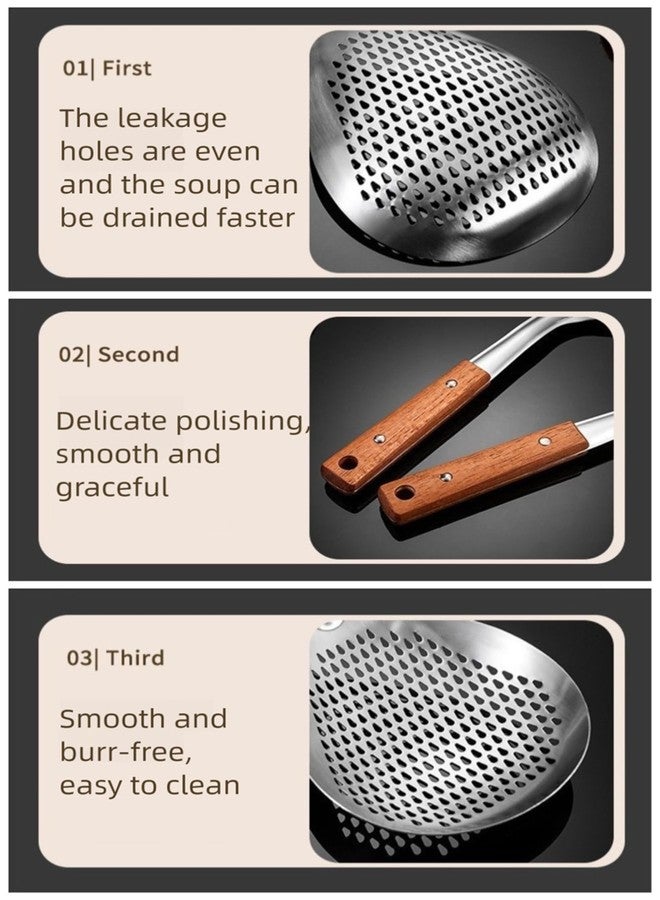 ANMIOU Stainless Steel Colander Strainer Pasta Food Noodle Grease Drain Fine Mesh Metal Kitchen Universal Clip on Spider Handle 5.8 Inch - Image 4