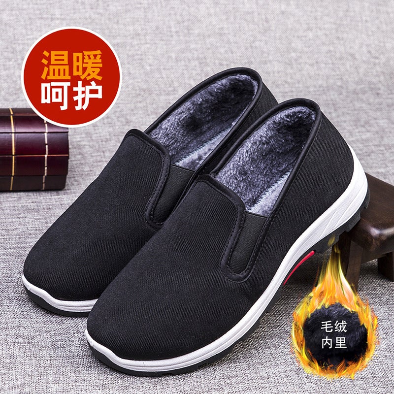 Winter Old Beijing Cloth Shoes Fleece-Lined Thickened Two-Cotton Shoes Men'S Mountaineering Bottom Working Men'S Shoes Warm Middle-Aged And Elderly One-Pedal Shoes - Image 3