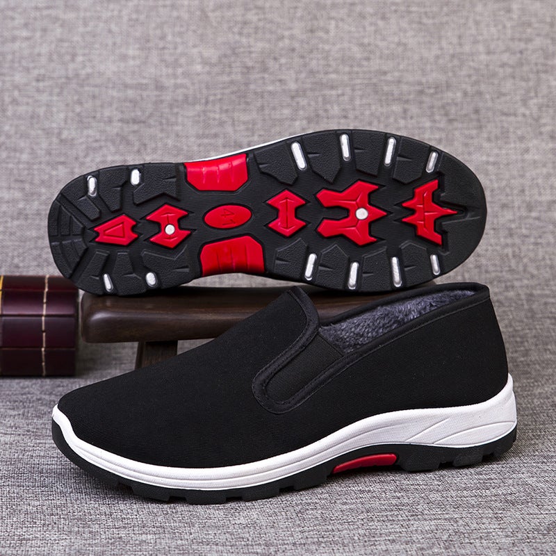 Winter Old Beijing Cloth Shoes Fleece-Lined Thickened Two-Cotton Shoes Men'S Mountaineering Bottom Working Men'S Shoes Warm Middle-Aged And Elderly One-Pedal Shoes - Image 4