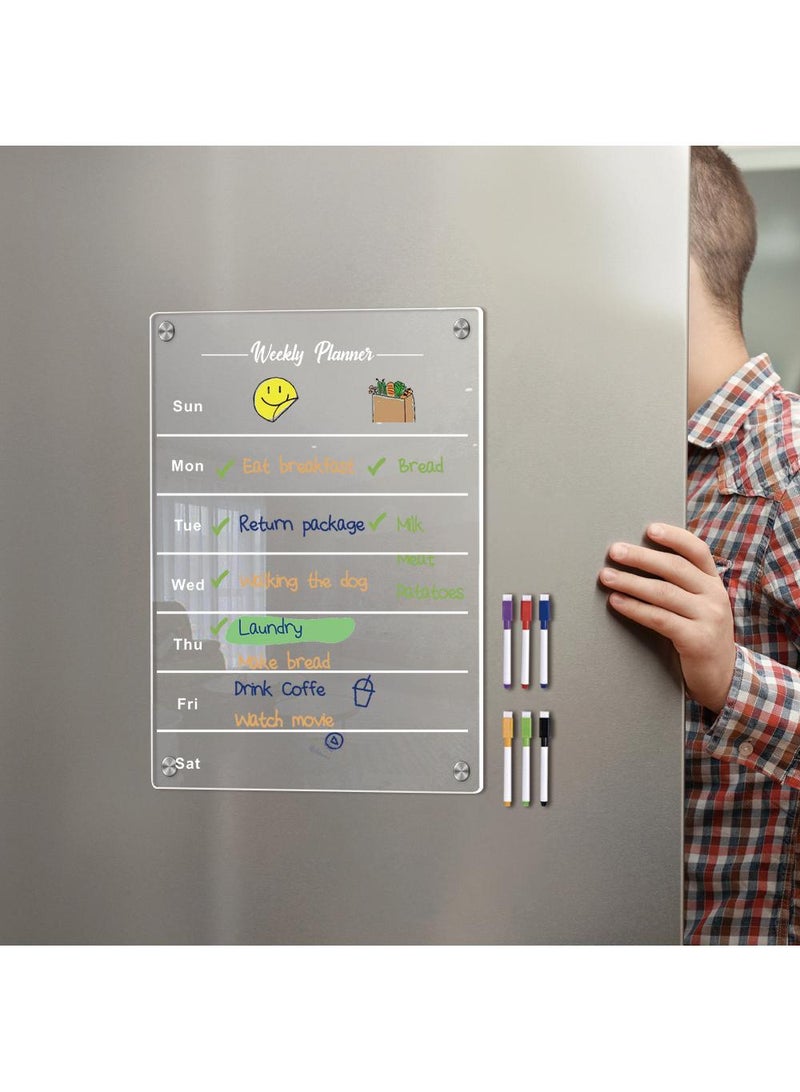 Generic Magnetic Transparent Acrylic Week Plan Memo Message Board Erasable Magnetic Refrigerator Sticker  - Image 1