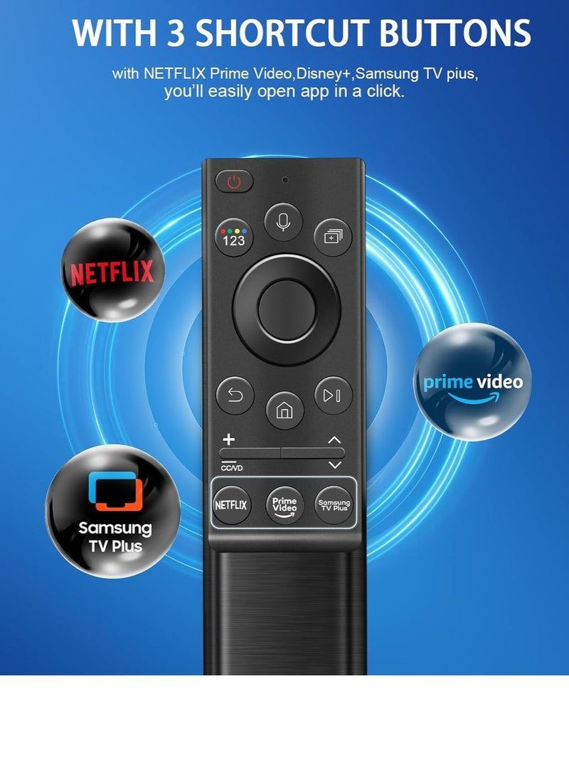 BN59-01357A Solar Voice Remote Control Compatible with Samsung Smart TVs – 4 Apps and Solar Charging for Neo LED 4K 8K UHD Models (2021-2023) – Battery Included