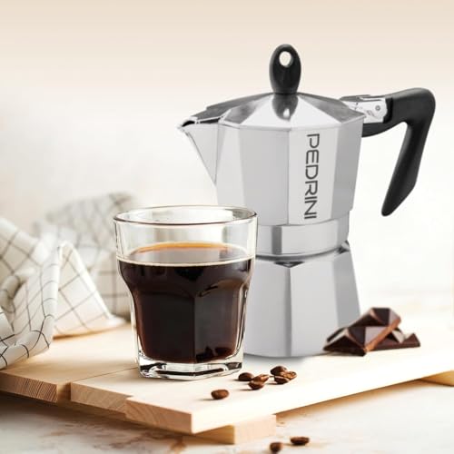 PEDRINI- Italy Aluminium Moka Pot 6 Cup Coffee Maker/Mocha Pot/Stovetop Coffee Maker; Product from Italy, Since 1941. (Black, 6 Cup) - Image 5