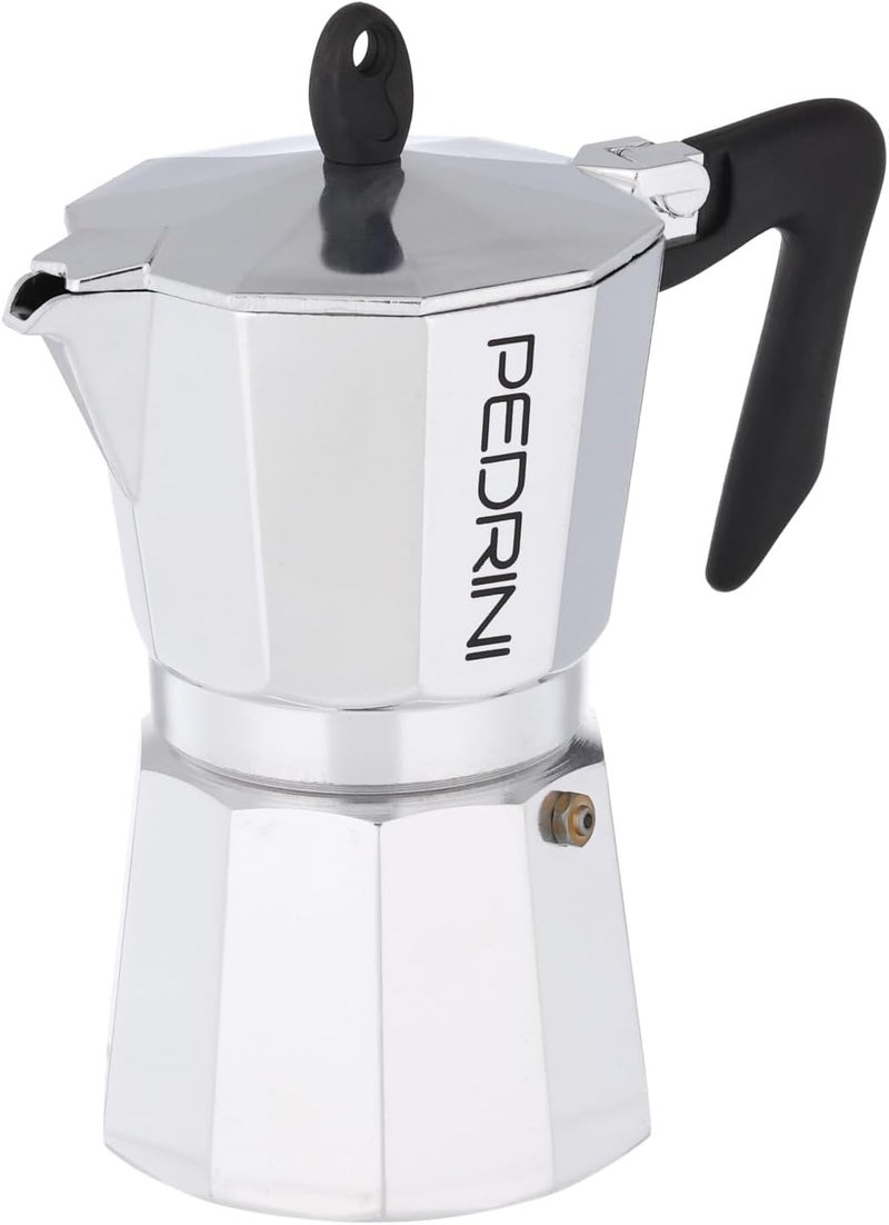 PEDRINI- Italy Aluminium Moka Pot 6 Cup Coffee Maker/Mocha Pot/Stovetop Coffee Maker; Product from Italy, Since 1941. (Black, 6 Cup) - Image 1