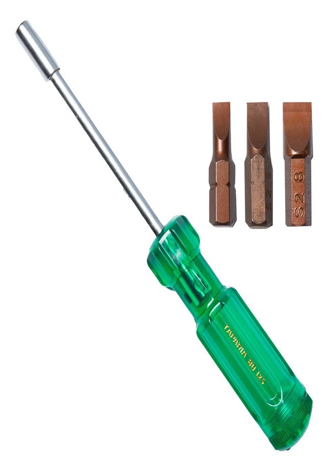 Taparia Make, Bit Holder Screwdriver with 25mm Insert Bits of 1/4" Hex Shank, S2 Grade, Of Tip Size Slotted 5mm, 6mm and 8mm Suitable for DIY, Home, Professional & industrial applications