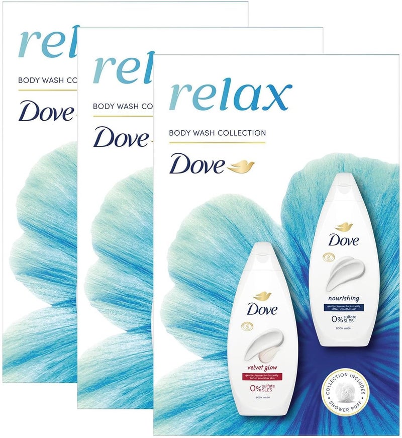 Dove Relaxing Duo Body Wash Gift Set 2 pack Velvet Glow Nourishing Gentle And Moisturising Skincare for Women Softening Body Wash with Soothing Fragrance Ideal for Gifting And Daily Use