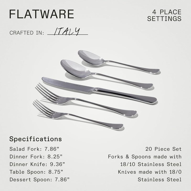 Madein Made In Cookware  Flatware Set  4 Place Settings 20 Piece Set  Crafted In Italy - Image 5