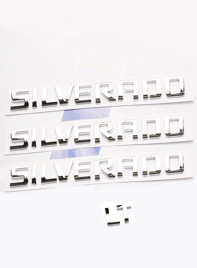 Yoaoo 4pack OEM Nameplate with LT Emblem 3D Badge Replacement for Silverado 1500 2500Hd 3500Hd Series 1999-2018 Gloss Chrome - Image 1