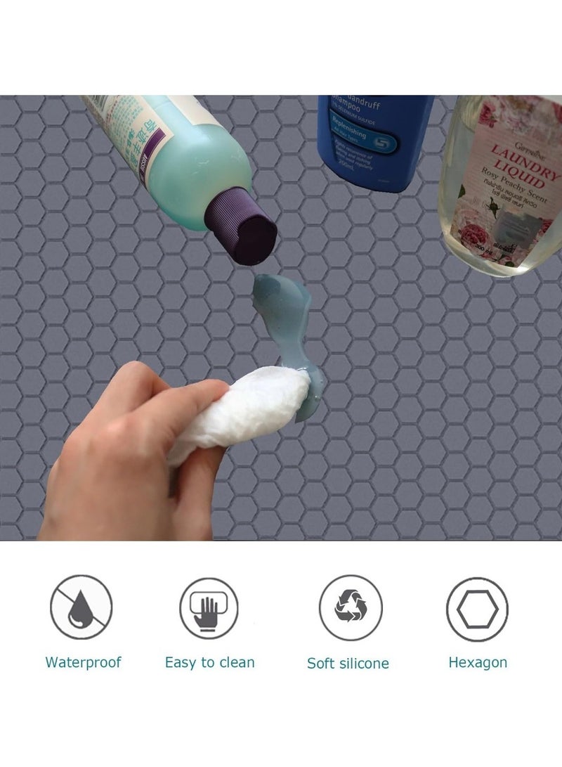 وسادة مطبخ مضادة للزيت، سهلة التنظيف، وسادة حوض سيليكون، وسادة حماية مضادة للتسرب، رمادية (86 * 56 سم) - Image 2