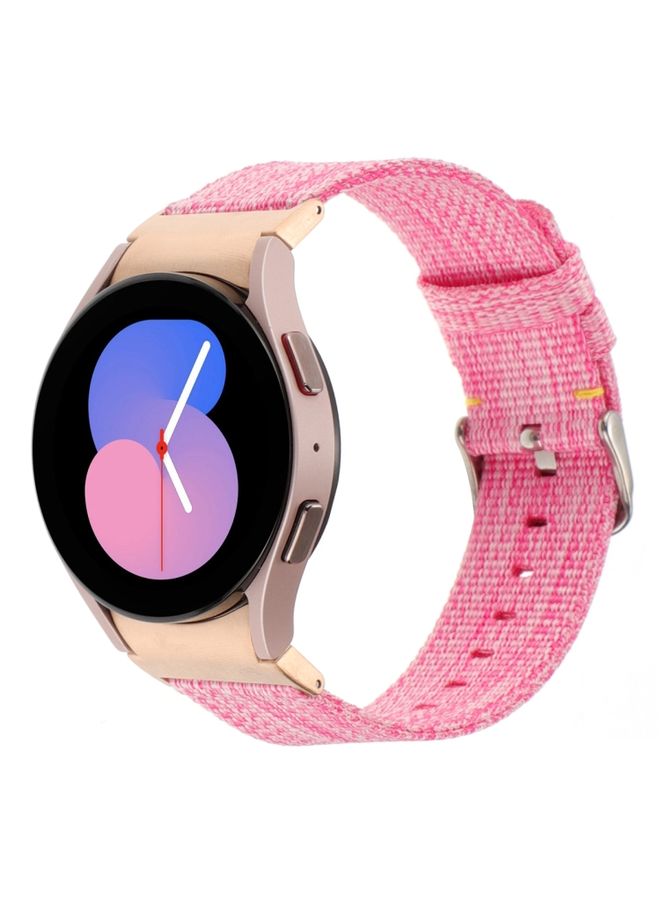 Replacement Strap For Samsung Galaxy Watch6/6 Classic/5/5 Pro Nylon Canvas Watch Band Pink