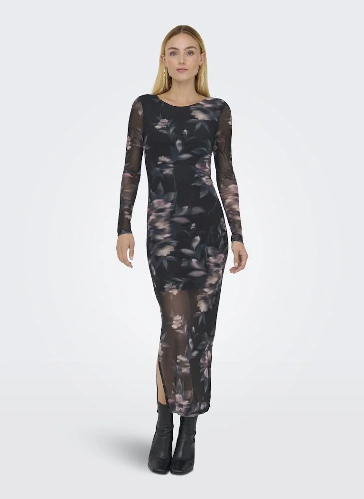 اونلي ONLKAYA LIFE Long Sleeva MIDI MESH DRESS