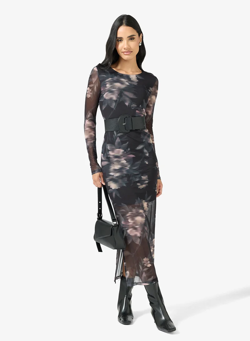 ONLY  ONLKAYA LIFE Long Sleeva MIDI MESH DRESS for Women | Best Price UAE