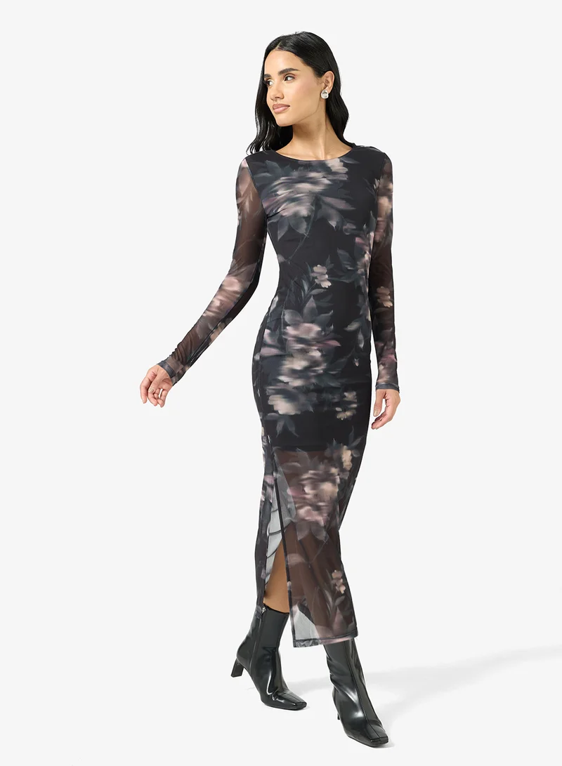 ONLY ONLKAYA LIFE Long Sleeva MIDI MESH DRESS