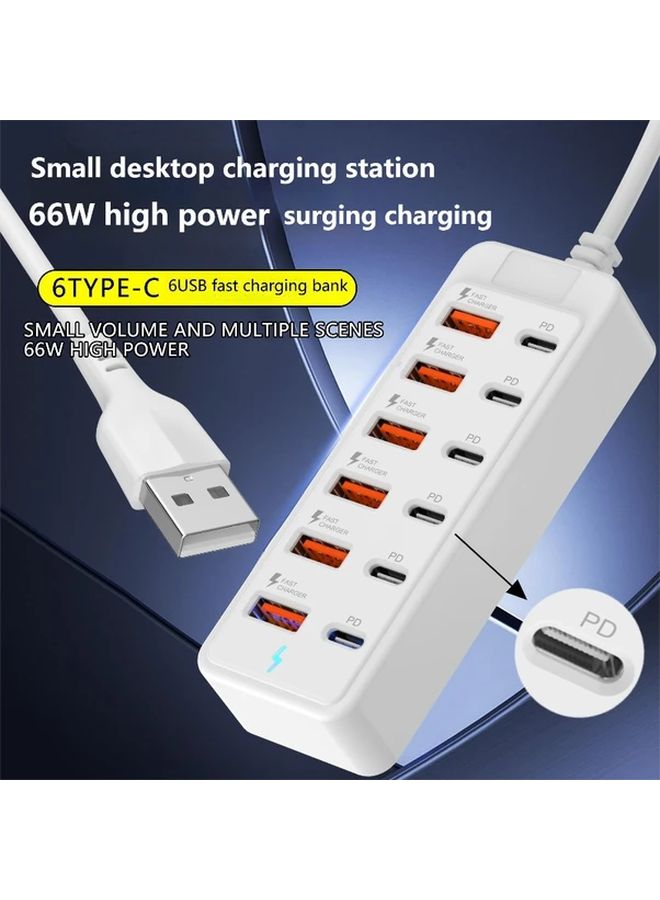 12 منفذ USB C محور شحن سريع 66W محطة طاقة محمولة شاحن متعدد الأجهزة - Image 4