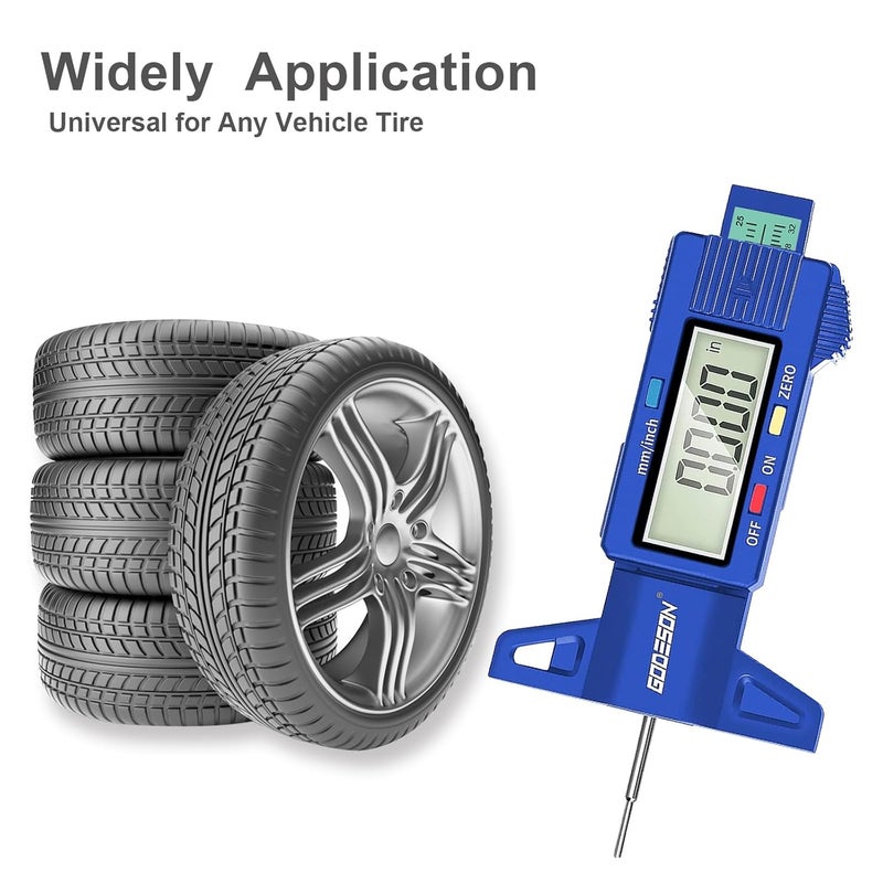 GODESON Digital Tire Tread Depth Gauge with LCD Display and Color-Coded Bar - Image 4