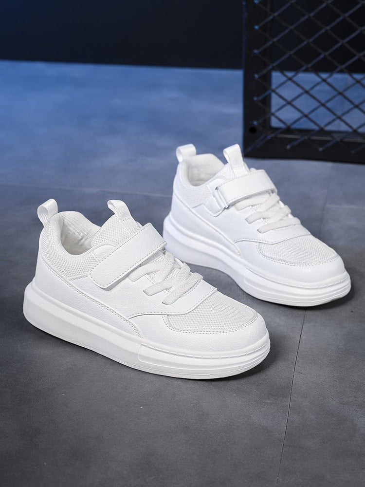 Autumn Medium And Large Kidsren'S White Sports Shoes, Breathable Performance Shoes, Primary School Students' Leather-Covered Girls' Sneakers, Boys' White Shoes - Image 5
