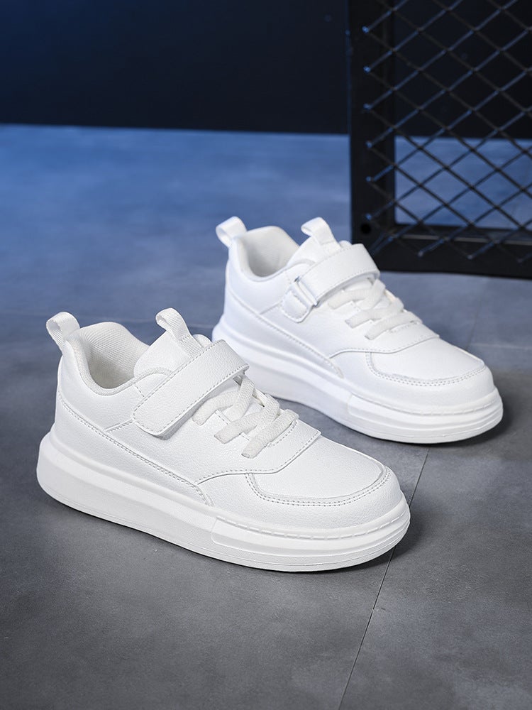 Autumn Medium And Large Kidsren'S White Sports Shoes, Breathable Performance Shoes, Primary School Students' Leather-Covered Girls' Sneakers, Boys' White Shoes - Image 2